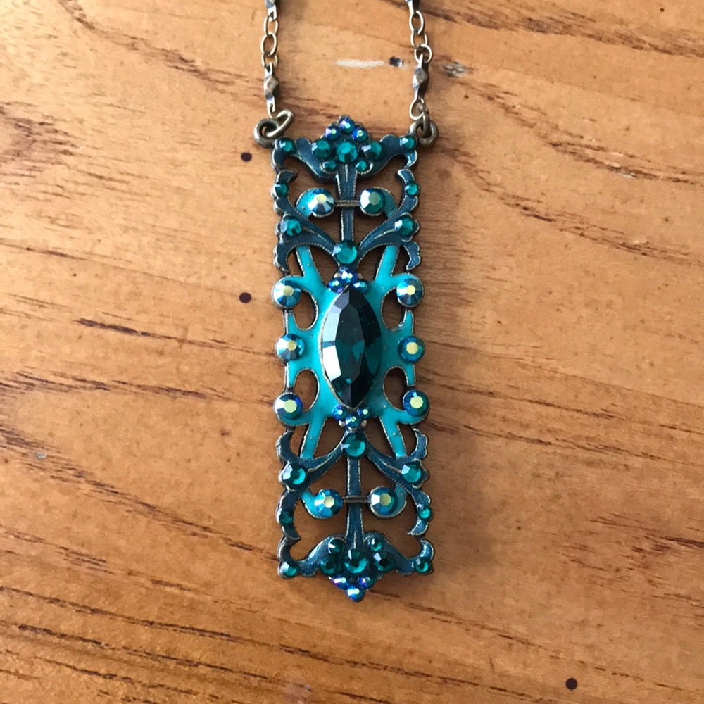 Handmade teal pendant necklace